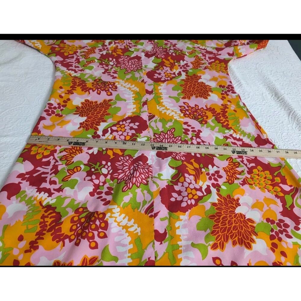 VTG 80s Handmade Hawaiian Maxi Dress Mumu Plus 50" Bust Floral 1x - Picture 5 of 9